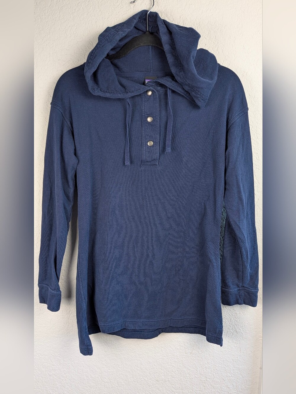 Patagonia Mens Hooded Shirt S Organic Cotton Long Sleeve Blue Excellent Gorpcore